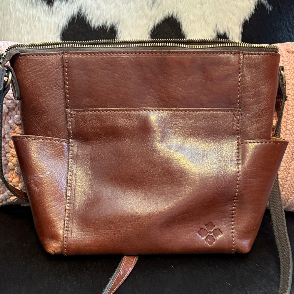 Patricia Nash Brown Floral Leather Crossbody Bag - Picture 3 of 3